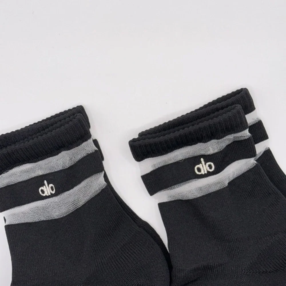 3 Pairs ALO Yoga Black and Gray Grip Athletic Socks Various Size